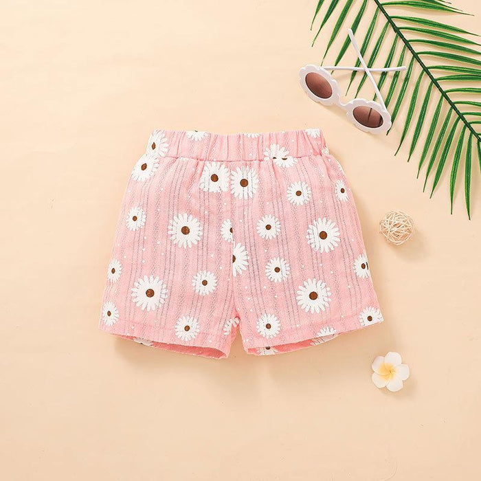 Little Girls Pink Flower Two Piece Clothing Set