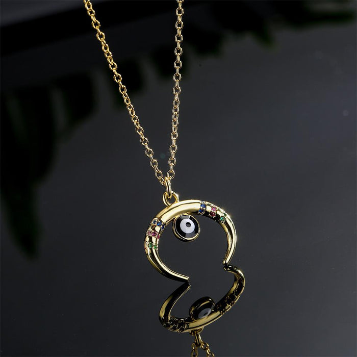 New Fashion Zircon Geometric Devil's Eye Necklace