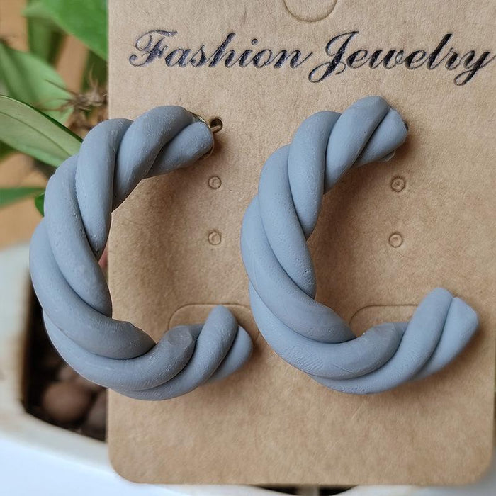 New Soft Pottery Wound Rotating C-shaped Atmospheric Earrings