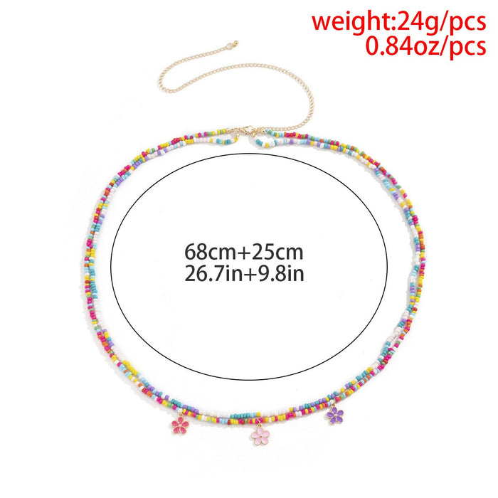 colourful Beaded Waist Chain Geometric Stretch Body Chain