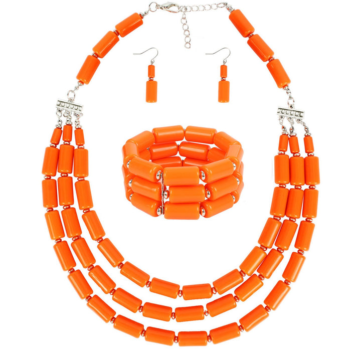 Women's Jewelry BEADED Three Piece Multi-layer Necklace Set