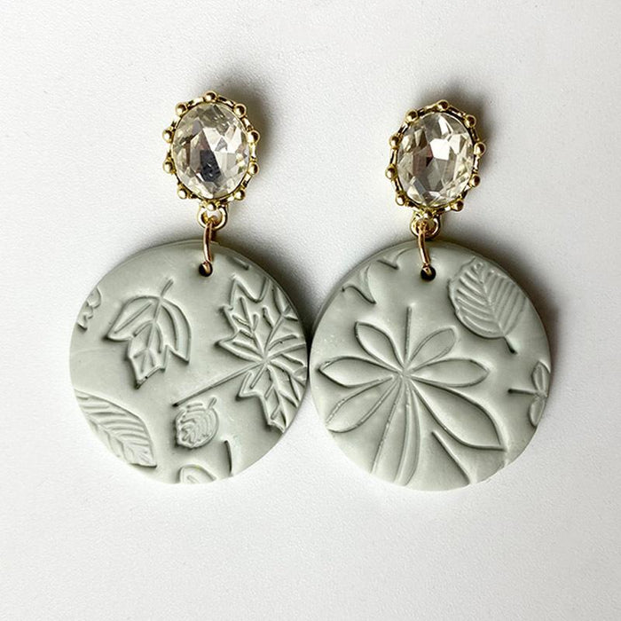 Hand Made Soft Pottery Earrings and Earrings with Embossed Flowers