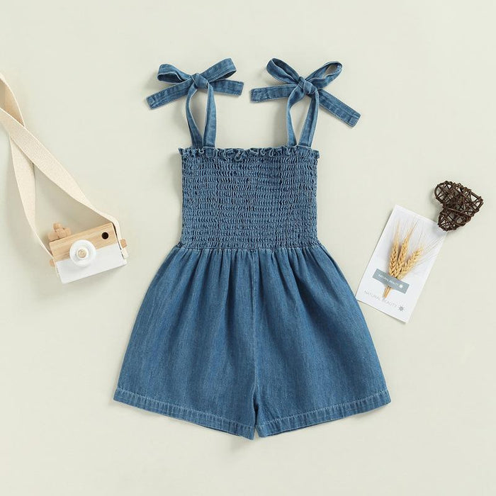 Girls' denim suspender Jumpsuit