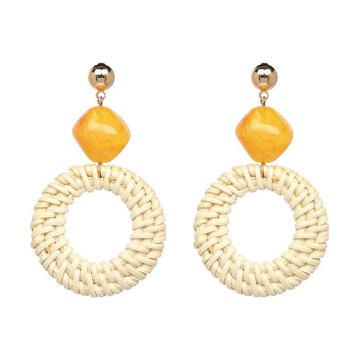 New Women's Jewelry Woven Round Personalized Earrings