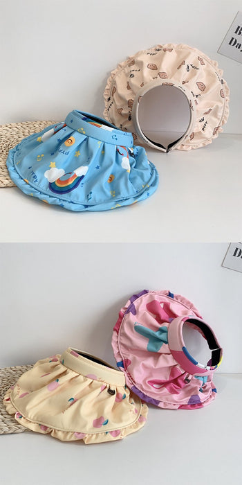 Summer Trendy Cartoon Rainbow Print Children's Big Brim Sunshade Hat