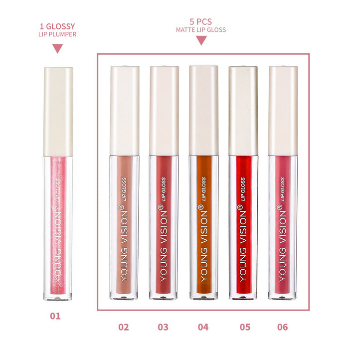 6-colour velvet lip gloss is not easy to stick to the cup