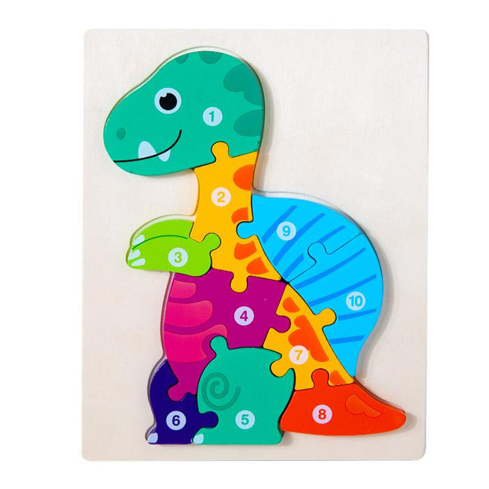 Wooden 3D Buckle Dinosaur Puzzle Toy