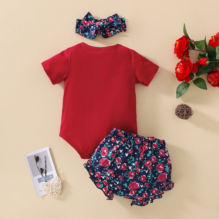 Short sleeve floral suit three piece set