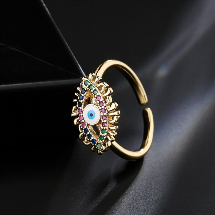 New Lucky Eye Shape Geometric Opening Ring