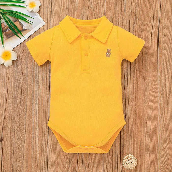 Baby Solid Color Gentleman Romper Infant Cute Bodysuit