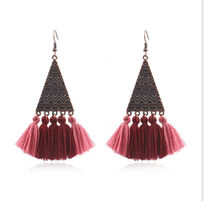 Vintage Tassel Earrings Women's Bohemian Long Pendant Earrings