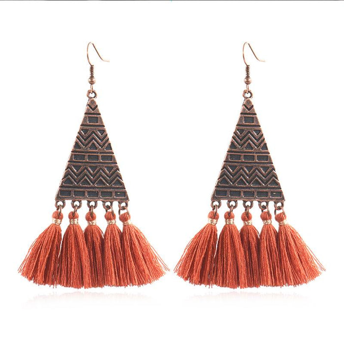 Vintage Tassel Earrings Women's Bohemian Long Pendant Earrings