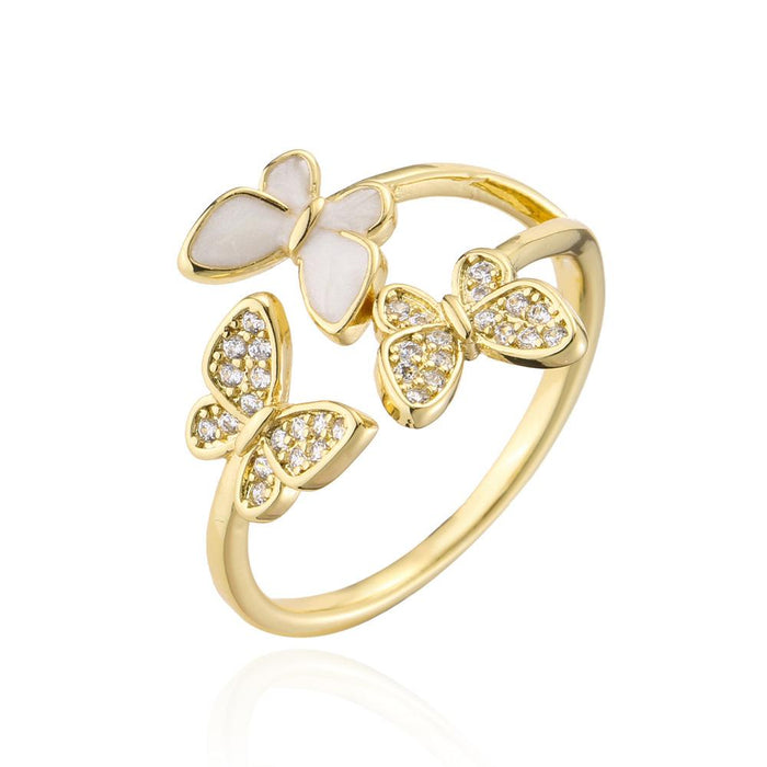 Hot Selling New Zircon Butterfly Opening Ring