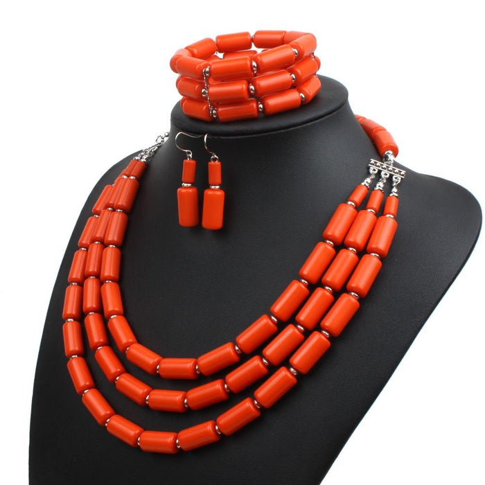 Women's Jewelry BEADED Three Piece Multi-layer Necklace Set