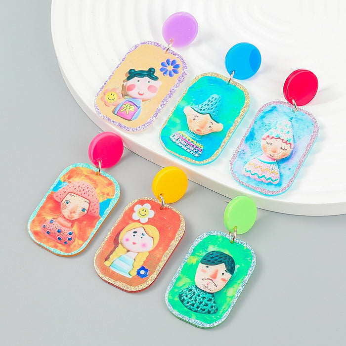 Cartoon Funny Embossed Doll Earrings