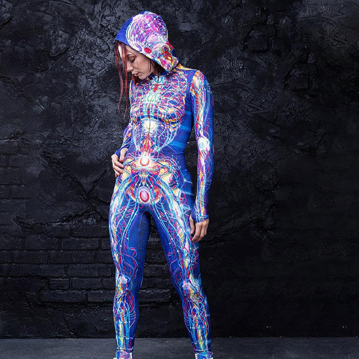 New Halloween Organ Print Role-playing Suit Cosplay Jumpsuit