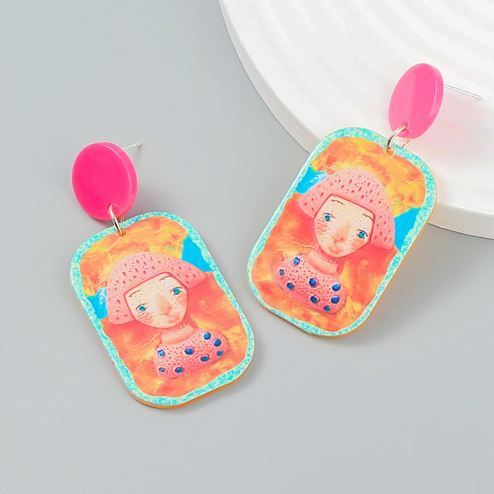 Cartoon Funny Embossed Doll Earrings