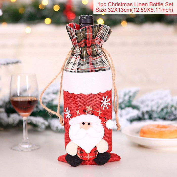 Christmas Decorations For Home Santa Claus Wine Bottle Cover