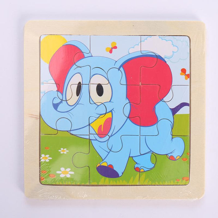 Wooden Children Cartoon Early Education Puzzle Toy