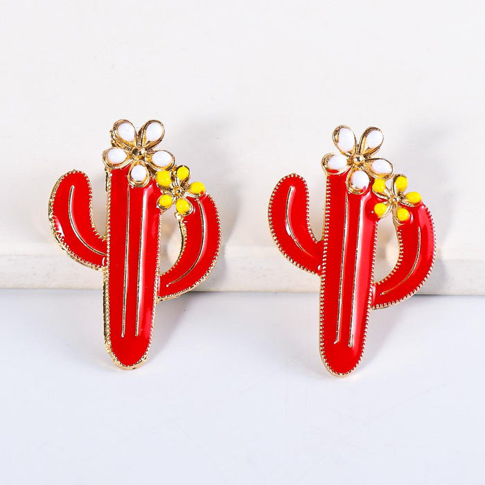 New Print Creative Cactus Fashion Female Earrings Accessories