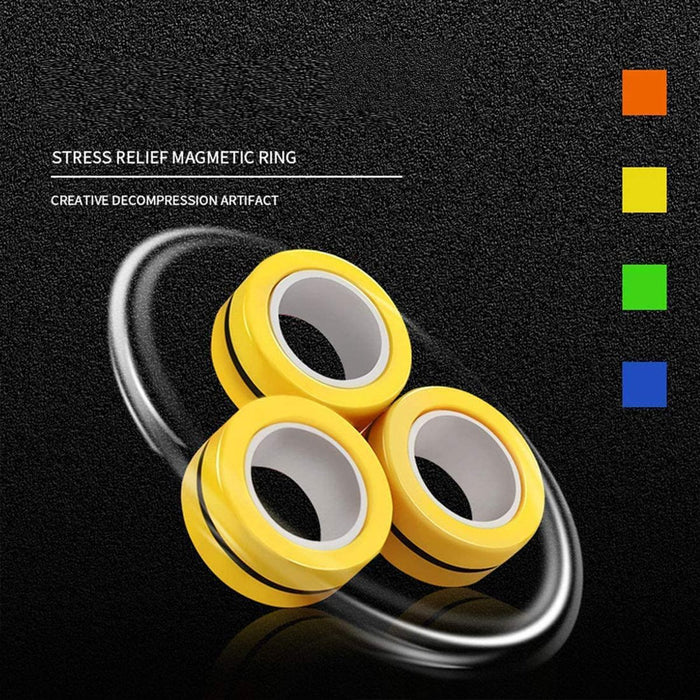 3-pack of fun fidget spinner toy magnetic finger rings