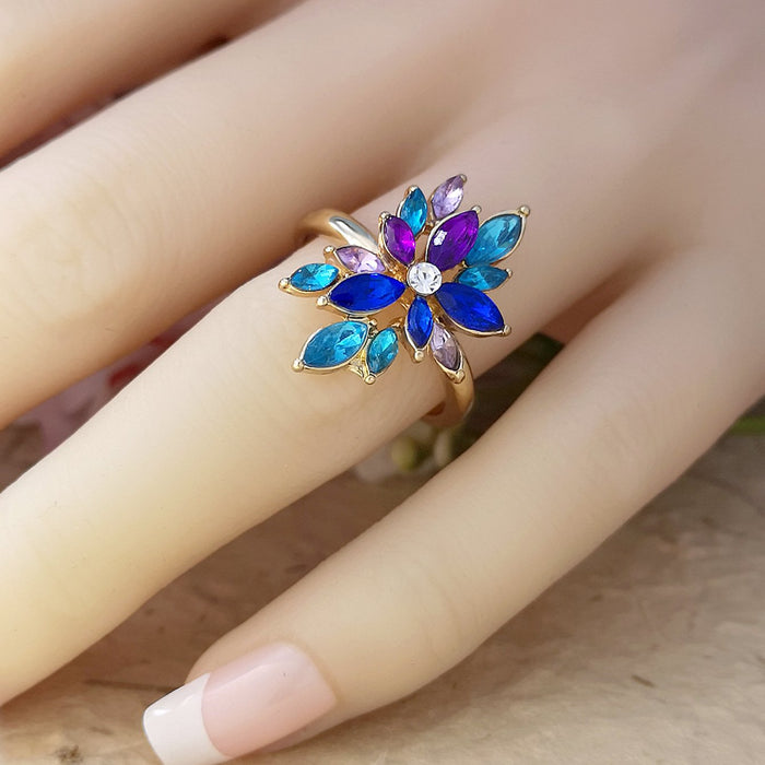 Flower Colorful Ring Women's Personalized Hand Jewelry Trend Ring