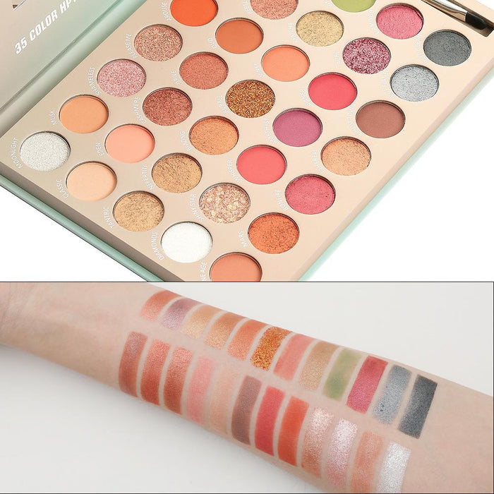 35 colour, bright, brush, eye shadow integrated disc.