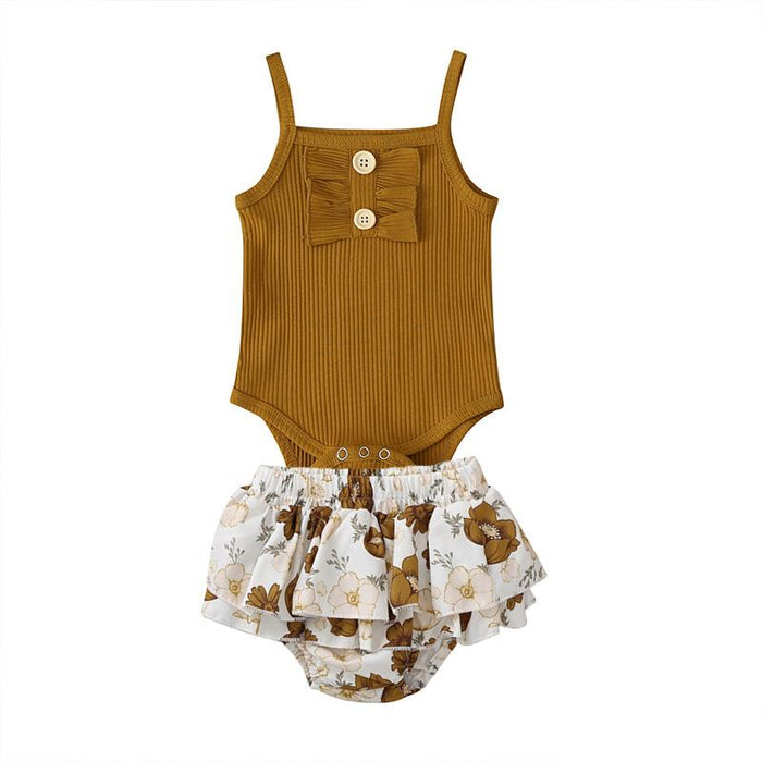 Baby girl fashion suspender one-piece dress short skirt two-piece set