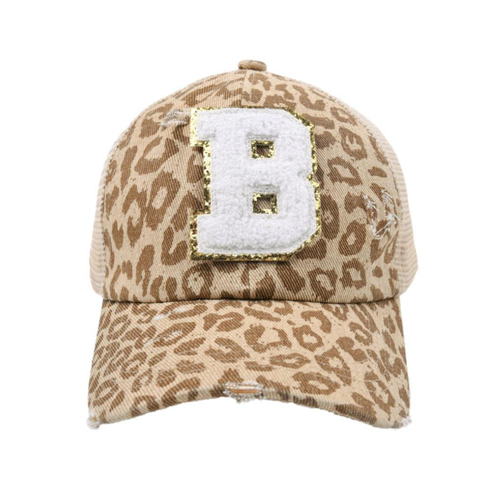 New Leopard 26 Letter Baseball Cap Sports Permeable Mesh Cap