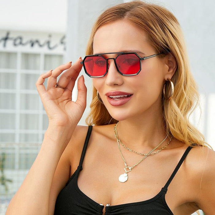 Polygonal Large Frame Sunglasses