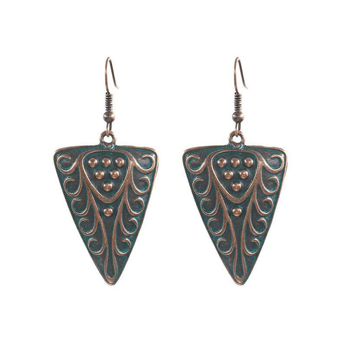 Retro geometric alloy national bronze Flower Leaf Earrings