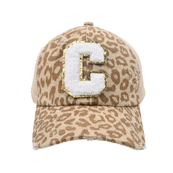 New Leopard 26 Letter Baseball Cap Sports Permeable Mesh Cap