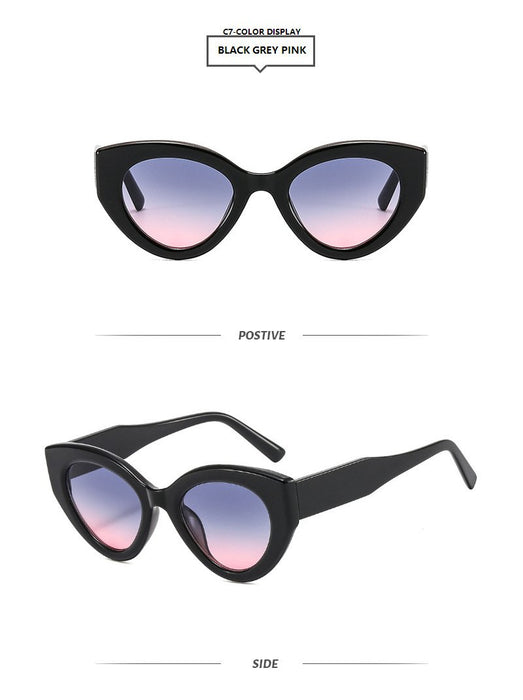 Contrast Cat Eye Sunglasses round frame