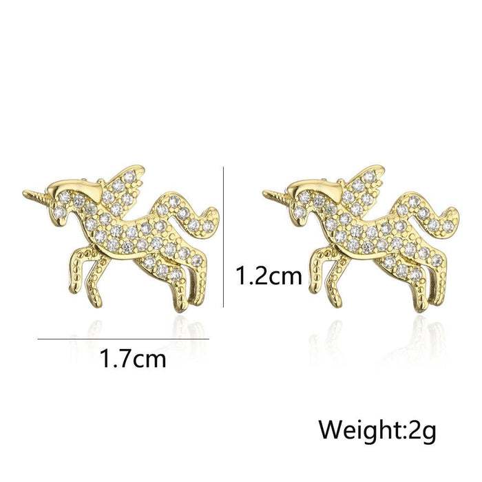 Fashion Personality Pop Unicorn Lady Animal Stud Earrings