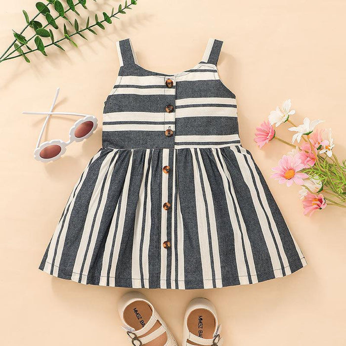 Summer Girls Striped Suspender Skirt