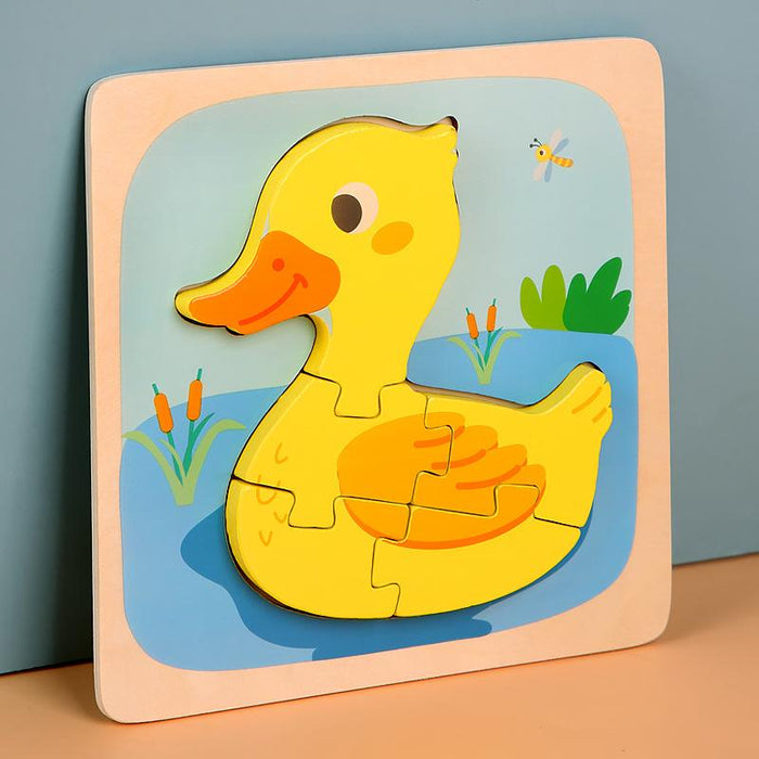 Wooden children cartoon three-dimensional jigsaw puzzle early education toy