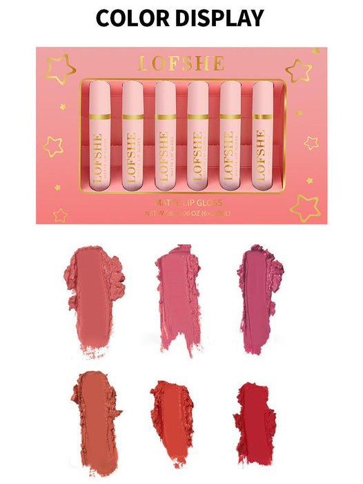 6-colour non stick cup matte lip enamel lipstick