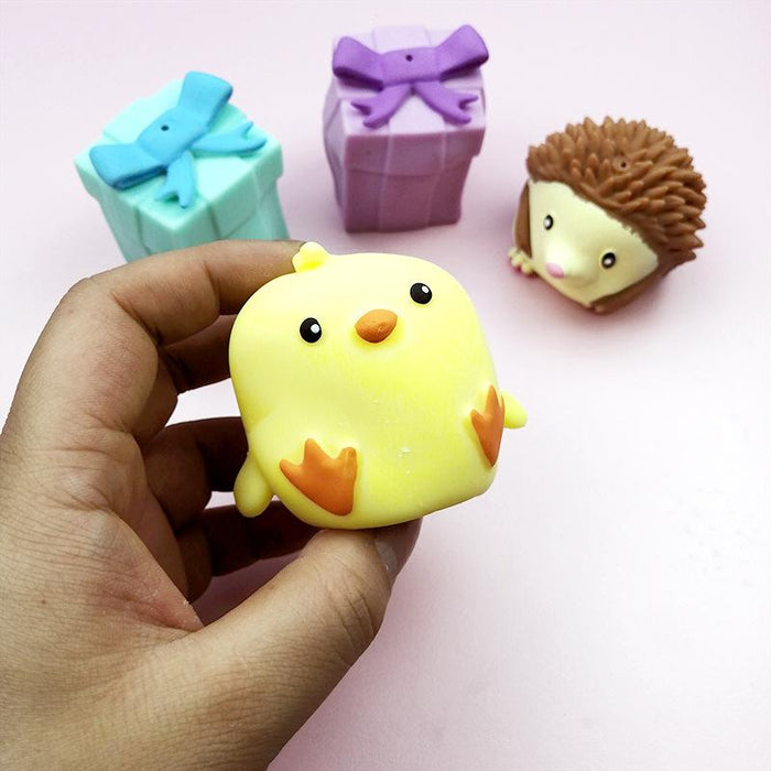 Flip Gift Box Cute Pet Pinch Animal Silicone Toy