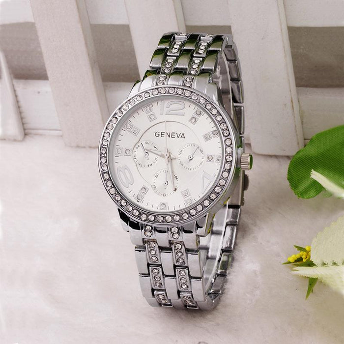 Female Rhinestone Stainless Steel Luxury Quartz Wristwatch