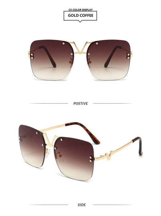 Metal square colour large frame sunglasses