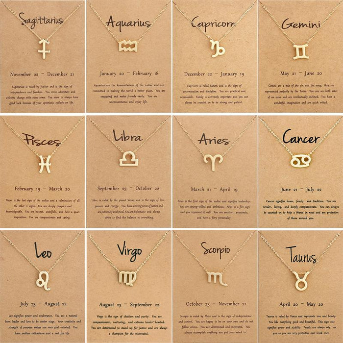 Twelve Constellations Necklace Collarbone Chain Pendant Card Short Necklace