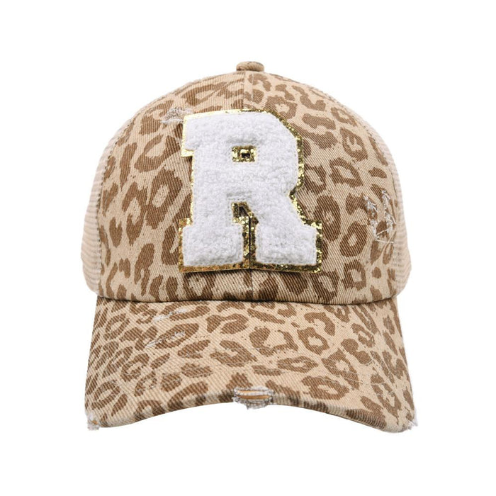 New Leopard 26 Letter Baseball Cap Sports Permeable Mesh Cap