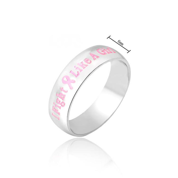 Fashion Creative Pink English Letter Bow Stainless Steel Ring