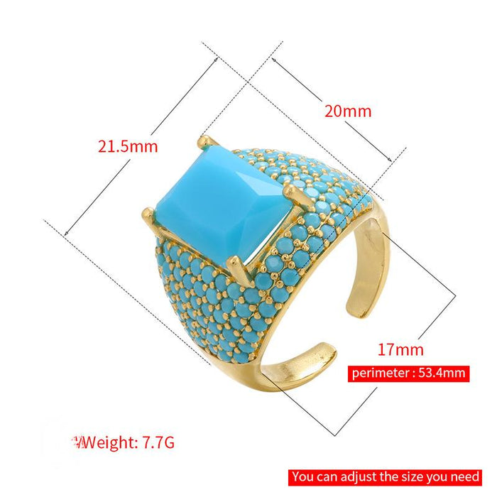 Colourful Square Zircon Inlaid Ring