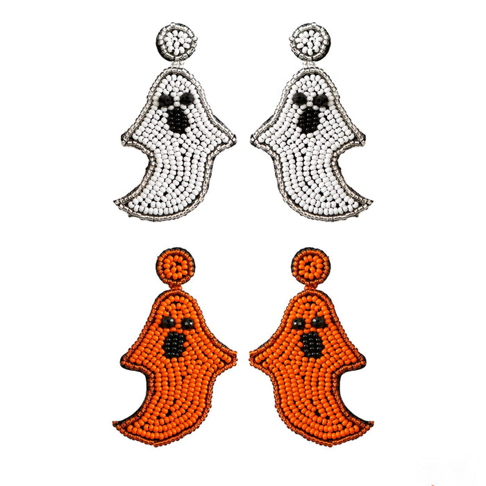 Handmade Woven Ghost Halloween Earrings Female Personality Rice Beads Earrings